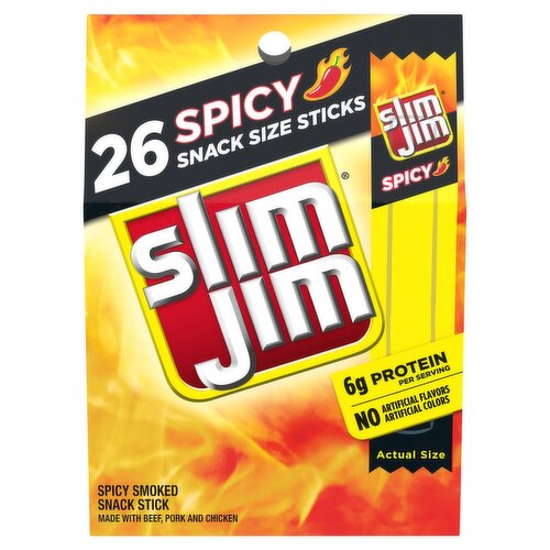 Slim Jim Spicy Smoked Snack Stick Snack Size, 0.28 oz, 26 count