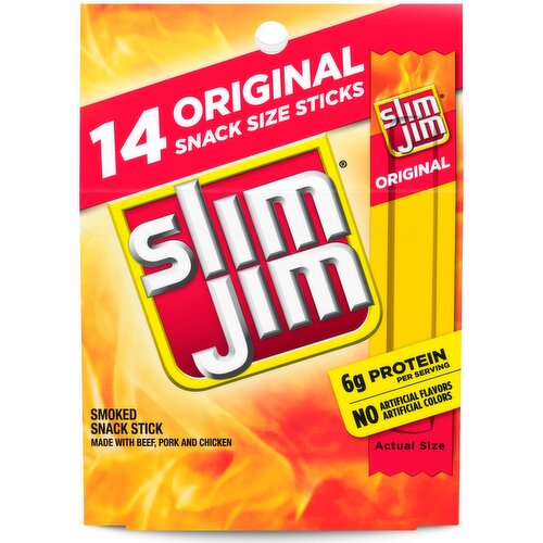 Slim Jim Original Smoked Snack Stick, 0.28 oz, 14 count