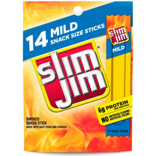 Slim Jim Mild Smoked Snack Stick, 0.28 oz, 14 count