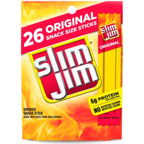 Slim Jim Original Smoked Snack Stick, 0.28 oz, 26 count