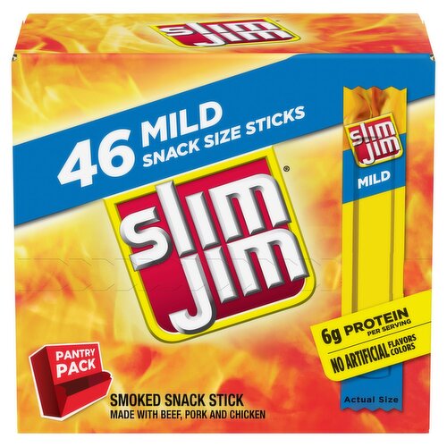 Slim Jim Mild Smoked Snack Stick Pantry Pack, 0.28 oz, 46 count