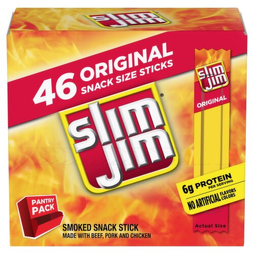 Slim Jim Original Smoked Snack Stick, 0.28 oz, 46 count