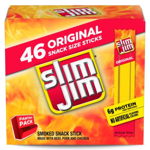Slim Jim Original Smoked Snack Stick Pantry Pack, 0.28 oz, 46 count