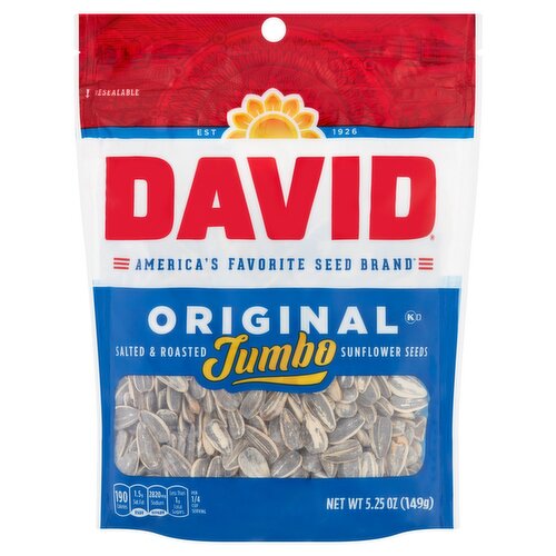 David Original Salted & Roasted Jumbo Sunflower Seeds, 5.25 oz 