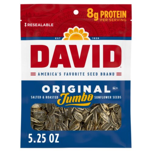 David Original Jumbo Salted & Roasted Sunflower Seeds, 5.25 oz