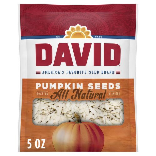 David All Natural Roasted & Salted Pumpkin Seeds, 5 oz