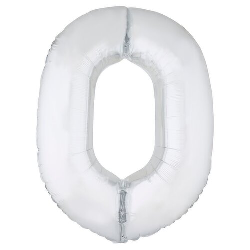 Silver Number 0 Mylar Balloon, 34 in