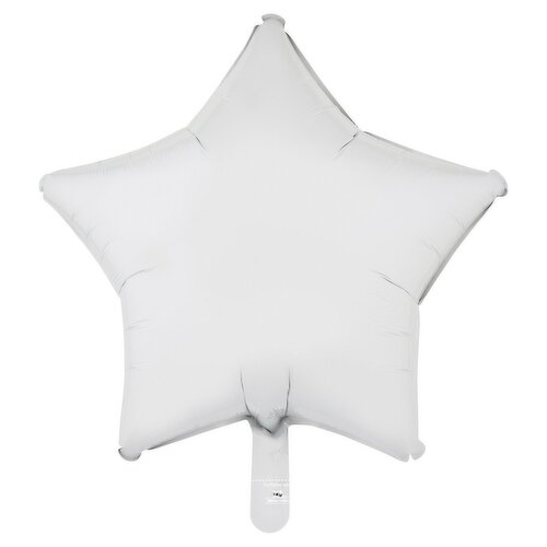 White Metallic Star Mylar Balloon, 18 in