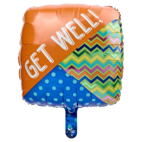 Get Well! Standard Square Decorative Balloon, 17 in, 1 count
