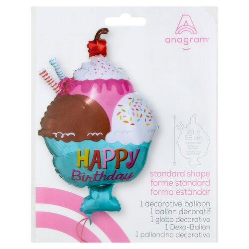 Anagram Standard Shape Happy Birthday Decorative Balloon, 1 count