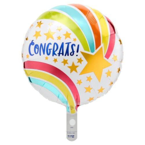 Congrats! Shooting Star Standard Round Decorative Balloon, 17 in, 1 count