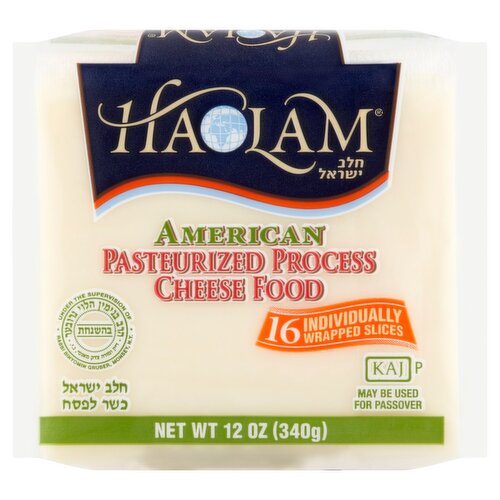 Haolam White American Pasteurized Process Cheese Food Slices, 16 count, 12 oz