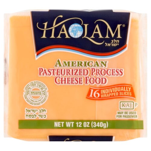 Haolam Yellow American Pasteurized Process Cheese Food Slices, 16 count, 12 oz