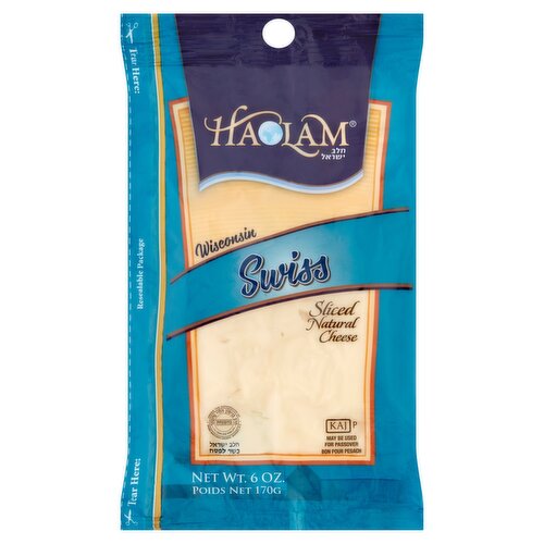 Haolam Wisconsin Swiss Sliced Natural Cheese, 6 oz