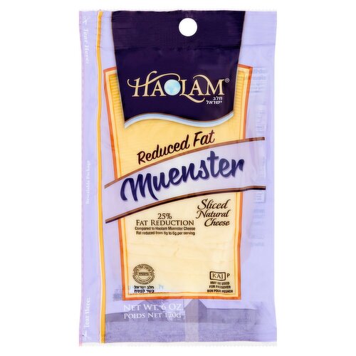 Haolam Reduced Fat Muenster Sliced Natural Cheese, 6 oz