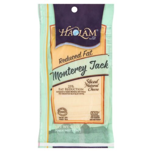 Haolam Reduced Fat Monterey Jack Sliced Natural Cheese, 6 oz