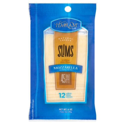 Haolam Mozzarella Natural Cheese Slims, 12 count, 6 oz