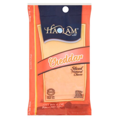 Haolam Cheddar Sliced Natural Cheese, 6 oz