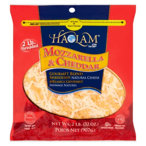 Haolam Mozzarella & Cheddar Gourmet Blend Shredded Natural Cheese, 32 oz