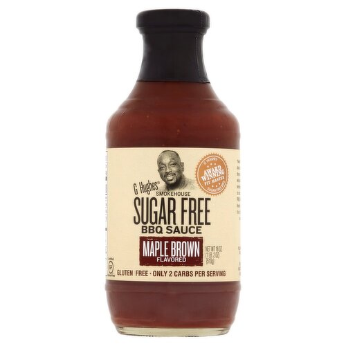 G Hughes Smokehouse Sugar Free Maple Brown Flavored BBQ Sauce, 18 oz