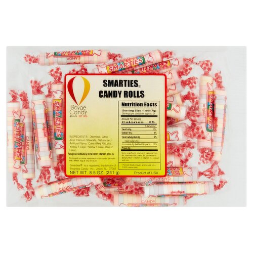 Rayge Candy & Nuts Smarties Candy Rolls, 8.5 oz