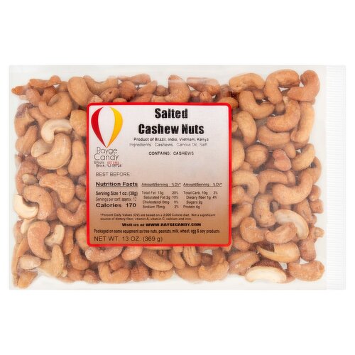 Rayge Candy & Nuts Salted Cashew Nuts, 13 oz