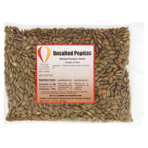 Rayge Candy & Nuts Unsalted Pepitas Shelled Pumpkin Seeds, 11 oz