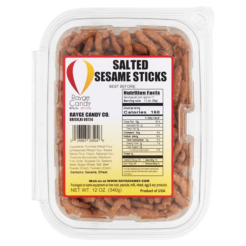 Rayge Candy & Nuts Salted Sesame Sticks, 12 oz