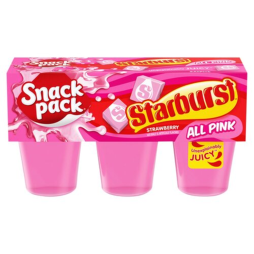 Snack Pack Starburst Strawberry All Pink Juicy Gels Cups, 3.25 oz, 6 count