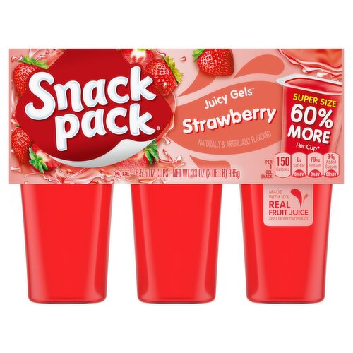 Snack Pack Strawberry Juicy Gels, 5.5 oz, 6 count