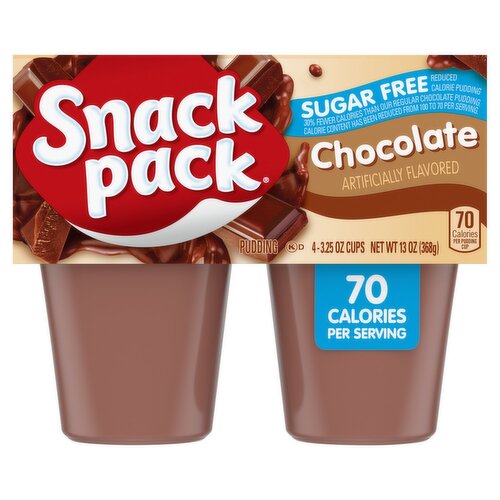 Snack Pack Sugar Free Chocolate Pudding, 3.25 oz, 4 count