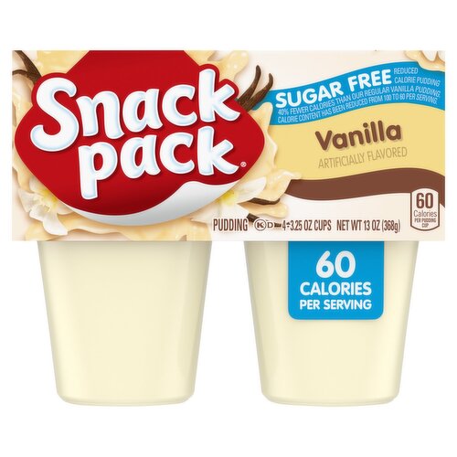 Snack Pack Sugar Free Vanilla Pudding, 3.25 oz, 4 count