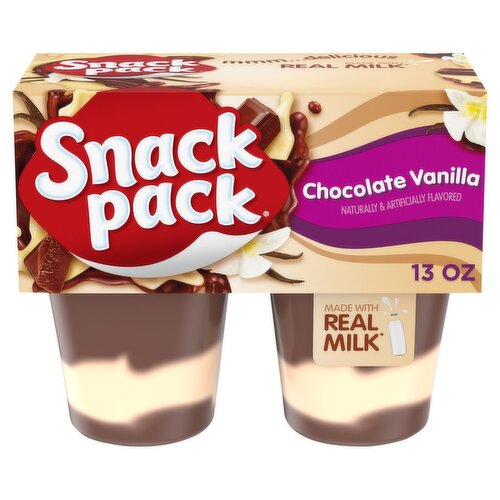 Snack Pack Chocolate Vanilla Pudding, 3.25 oz, 4 count