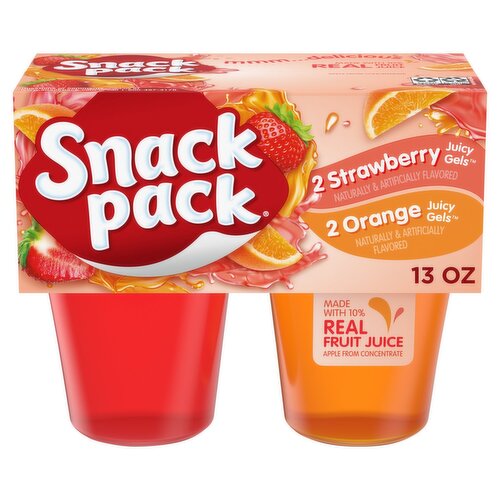 Snack Pack Strawberry and Orange Juicy Gels, 3.25 oz, 4 count