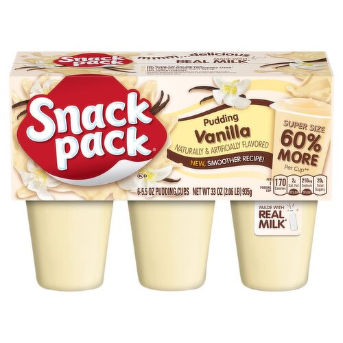 Snack Pack Vanilla Pudding Super Size, 5.5 oz, 6 count