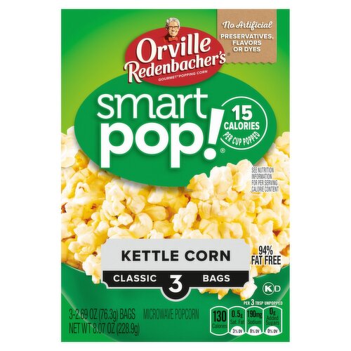 Orville Redenbacher's Smart Pop! Kettle Corn Microwave Popcorn, 2.69 oz, 3 count