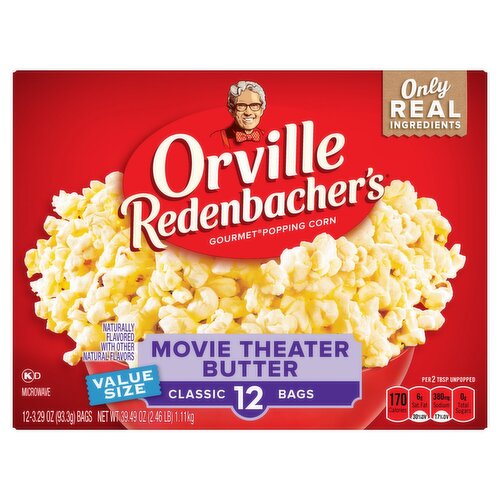 Orville Redenbacher's Classic Movie Theater Butter Microwave Popcorn Value Size, 3.29 oz, 12 count