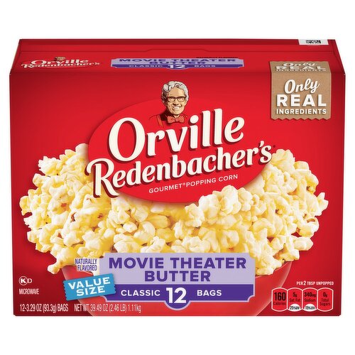 Orville Redenbacher's Movie Theater Butter Microwave Popcorn Value Size, 3.29 oz, 12 count