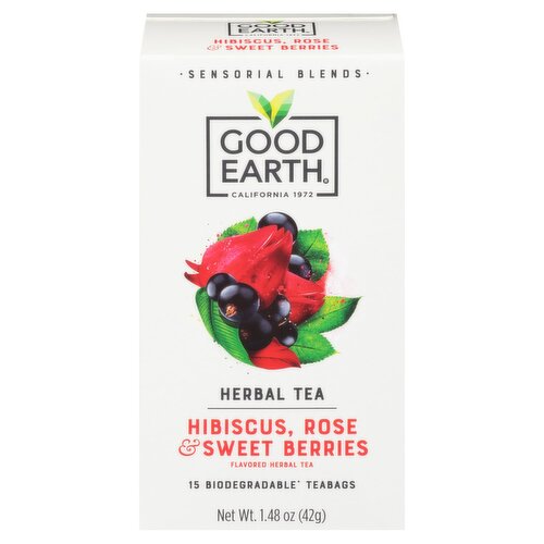 Good Earth Hibiscus, Rose & Sweet Berries Herbal Teabags, 15 count, 1.48 oz