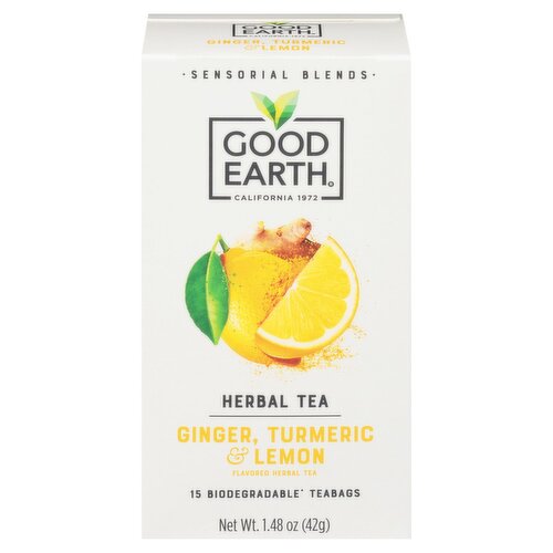 Good Earth Ginger, Turmeric & Lemon Herbal Teabags, 15 count, 1.48 oz