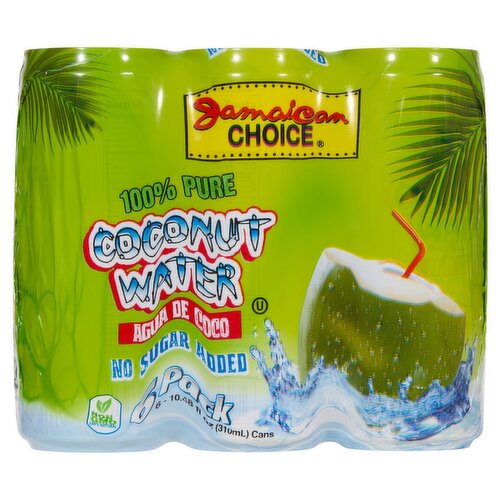 Jamaican Choice 100% Pure Coconut Water, 10.48 fl oz, 6 count
