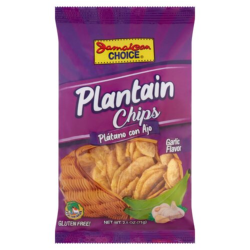 Jamaican Choice Garlic Flavor Plantain Chips, 2.5 oz