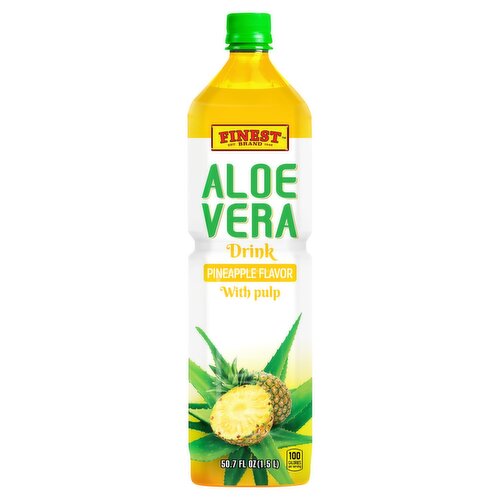 Finest Brand Pineapple Flavor with Pulp Aloe Vera Drink, 50.7 fl oz