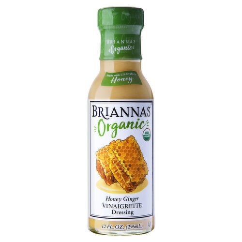 Briannas Organic Honey Ginger Vinaigrette Dressing, 10 fl oz.