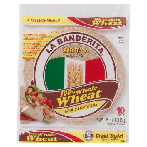 La Banderita 100% Whole Wheat Flour Tortillas, 10 count, 16 oz