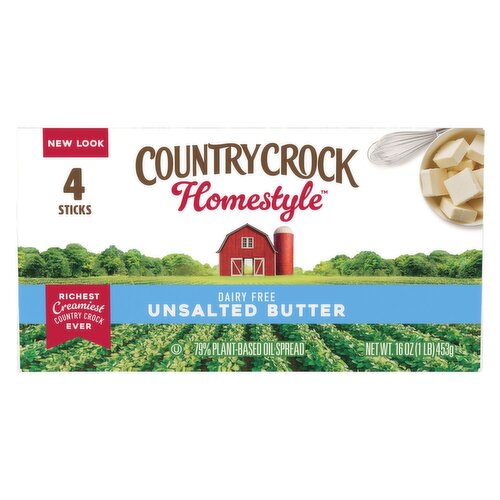 Country Crock Homestyle Unsalted Butter 79% Plant-Based Oil Spread, 4 count, 16 oz
