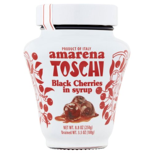 TOSCHI Amarena Black Cherries in Syrup, 8.8 oz