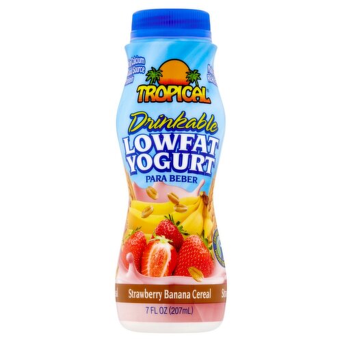 Tropical Strawberry Banana Cereal Drinkable Lowfat Yogurt, 7 fl oz