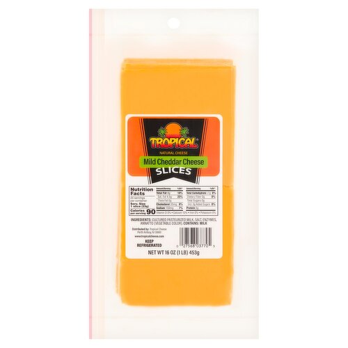Tropical Mild Cheddar Natural Cheese Slices, 16 oz