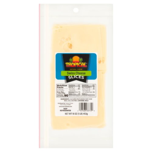 Tropical Swiss Natural Cheese Slices, 16 oz
